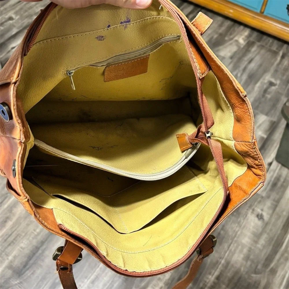 Vera Pelle Tan Leather Tote Bag